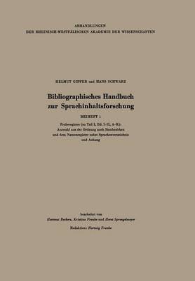 Bibliographisches Handbuch zur Sprachinhaltsforschung 1
