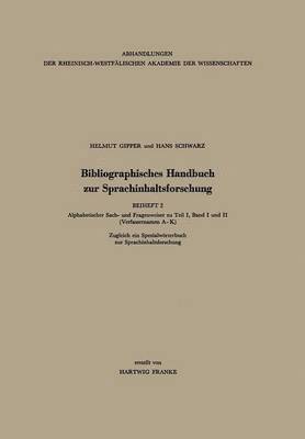 bokomslag Bibliographisches Handbuch zur Sprachinhaltsforschung