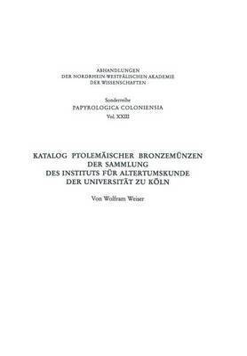 bokomslag Katalog Ptolemischer Bronzemnzen der Sammlung des Instituts fr Altertumskunde der Universitt zu Kln