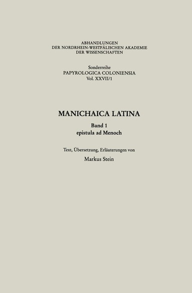 Markus Stein von Markus Stein - Manichaica Latina, Häftad