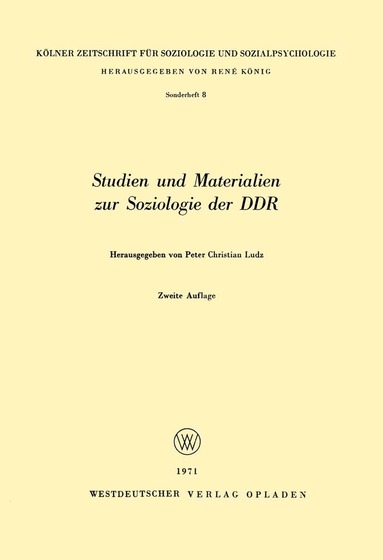 Peter Christian Ludz - Studien und Materialien zur Soziologie der DDR, Häftad