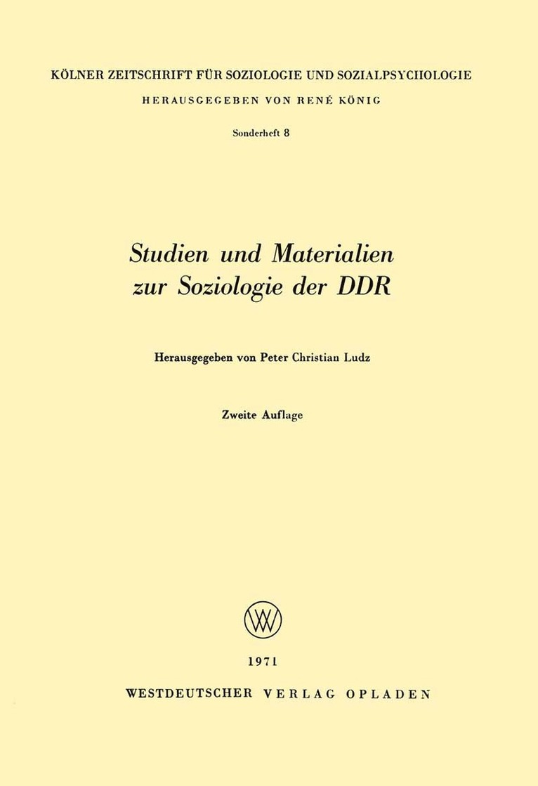Peter Christian Ludz - Studien und Materialien zur Soziologie der DDR, Häftad