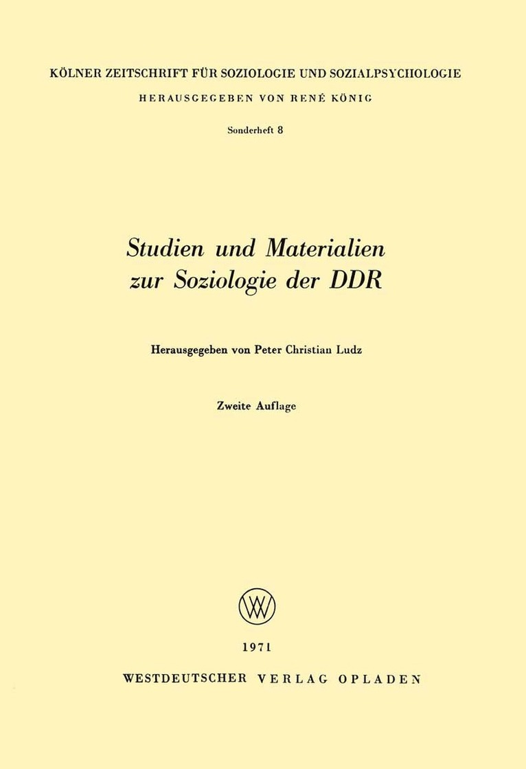 Studien und Materialien zur Soziologie der DDR 1