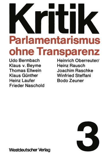 Winfried Steffani - Parlamentarismus ohne Transparenz, Häftad