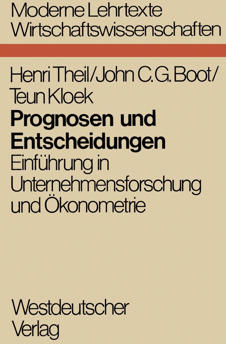 Henri Theil - Prognosen und Entscheidungen, Häftad