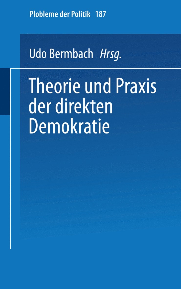 Udo Bermbach - Theorie und Praxis der direkten Demokratie, Häftad