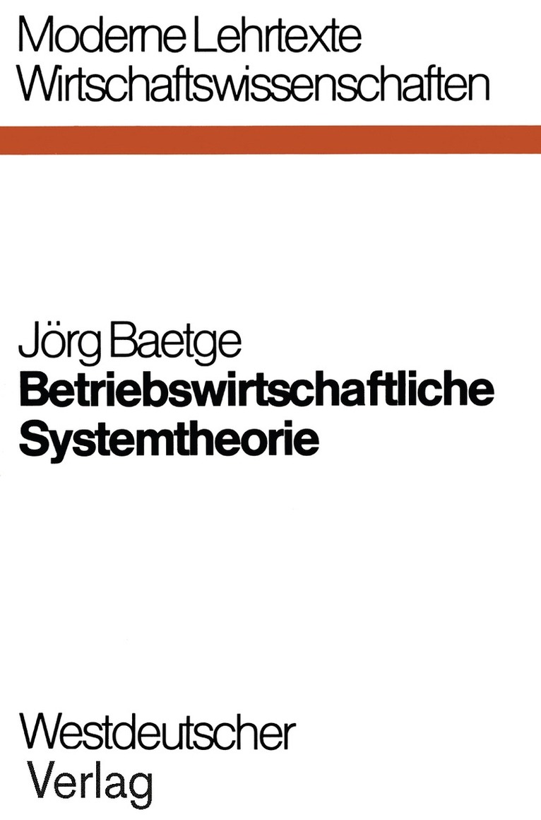 Jörg Baetge - Betriebswirtschaftliche Systemtheorie, Häftad