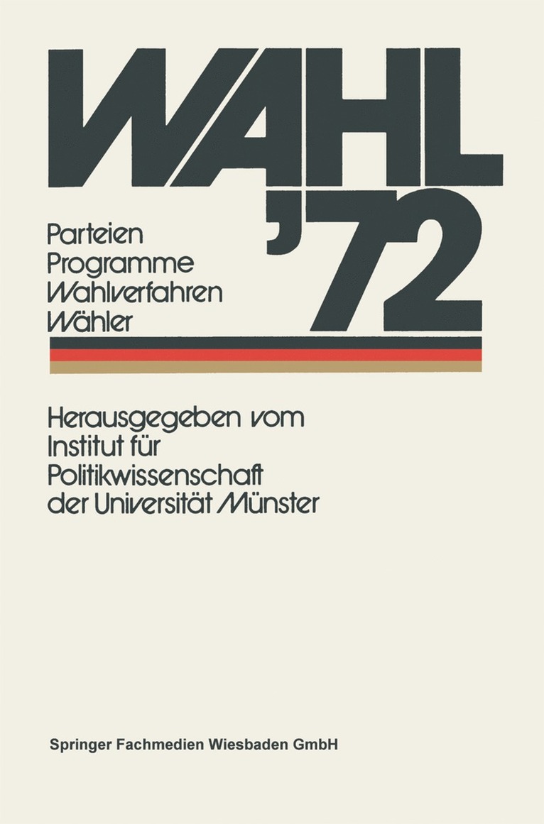 Institut für Politikwissenschaft der Universität Münster, Institut Für Politikwissenschaft Der Uni, Institut Fur Politikwissenschaft Der Uni, J. Springer - Wahl ’72, Häftad