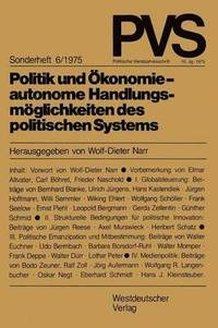 bokomslag Politik und konomie  autonome Handlungsmglichkeiten des politischen Systems