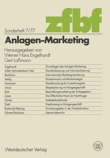 Werner Hans Engelhardt, Gert Lassmann - Anlagen-Marketing, Häftad
