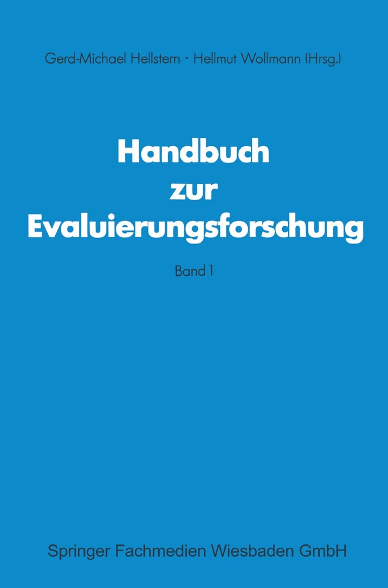 Gerd M Hellstem, Hellmut Wollmann, Gerd M. Hellstem, Gerd M Hellstern - Handbuch zur Evaluierungsforschung, Häftad