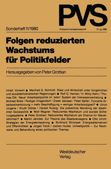 Peter Grottian - Folgen reduzierten Wachstums für Politikfelder, Häftad