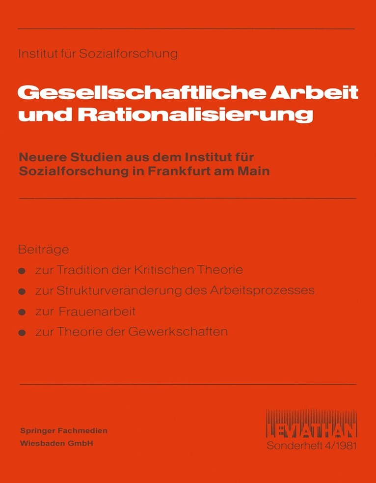 Gesellschaftliche Arbeit und Rationalisierung 1