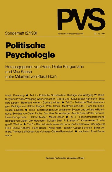 Max Kaase - Politische Psychologie, Häftad