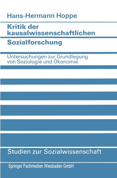 Hans-Hermann Hoppe - Kritik der kausalwissenschaftlichen Sozialforschung, Häftad