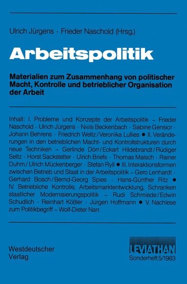 Ulrich Jürgens, Frieder Naschold - Arbeitspolitik, Häftad