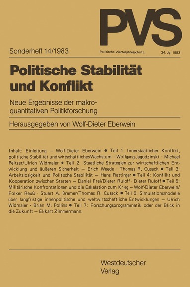 Wolf-Dieter Eberwein - Politische Stabilität und Konflikt, Häftad