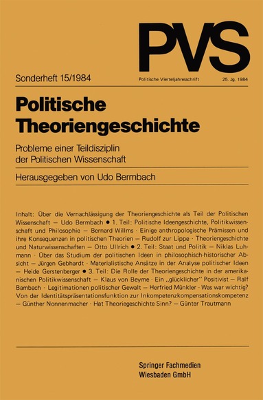 Udo Bermbach - Politische Theoriengeschichte, Häftad