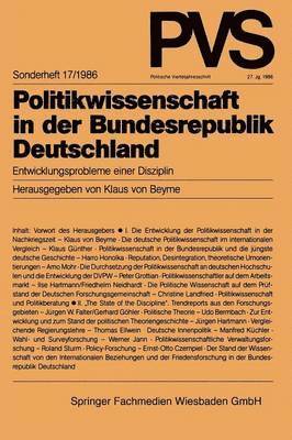 Politikwissenschaft in der Bundesrepublik Deutschland 1