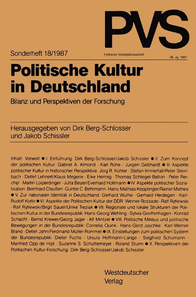 Dirk Berg-Schlosser, Jakob Schissler - Politische Kultur in Deutschland, Häftad