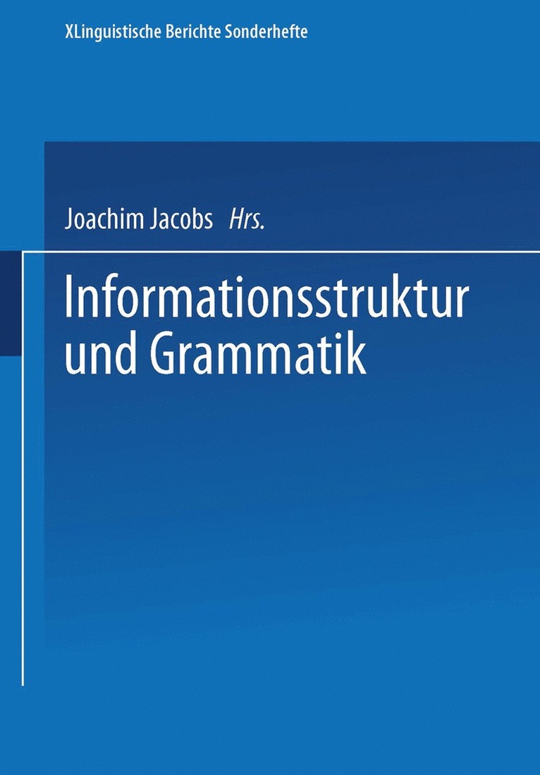 Joachim Jacobs - Informationsstruktur und Grammatik, Häftad
