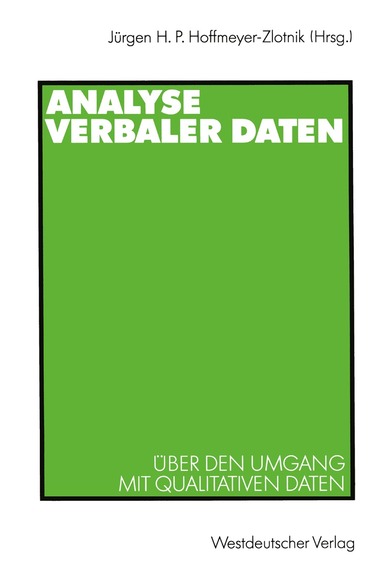Jürgen H. P. Hoffmeyer-Zlotnik - Analyse verbaler Daten, Häftad