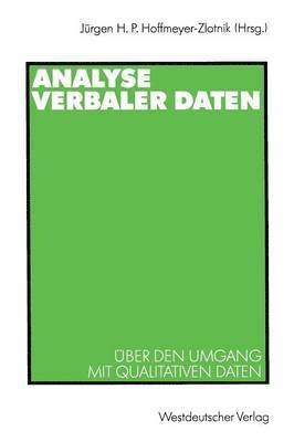 Jürgen H. P. Hoffmeyer-Zlotnik - Analyse verbaler Daten, Häftad