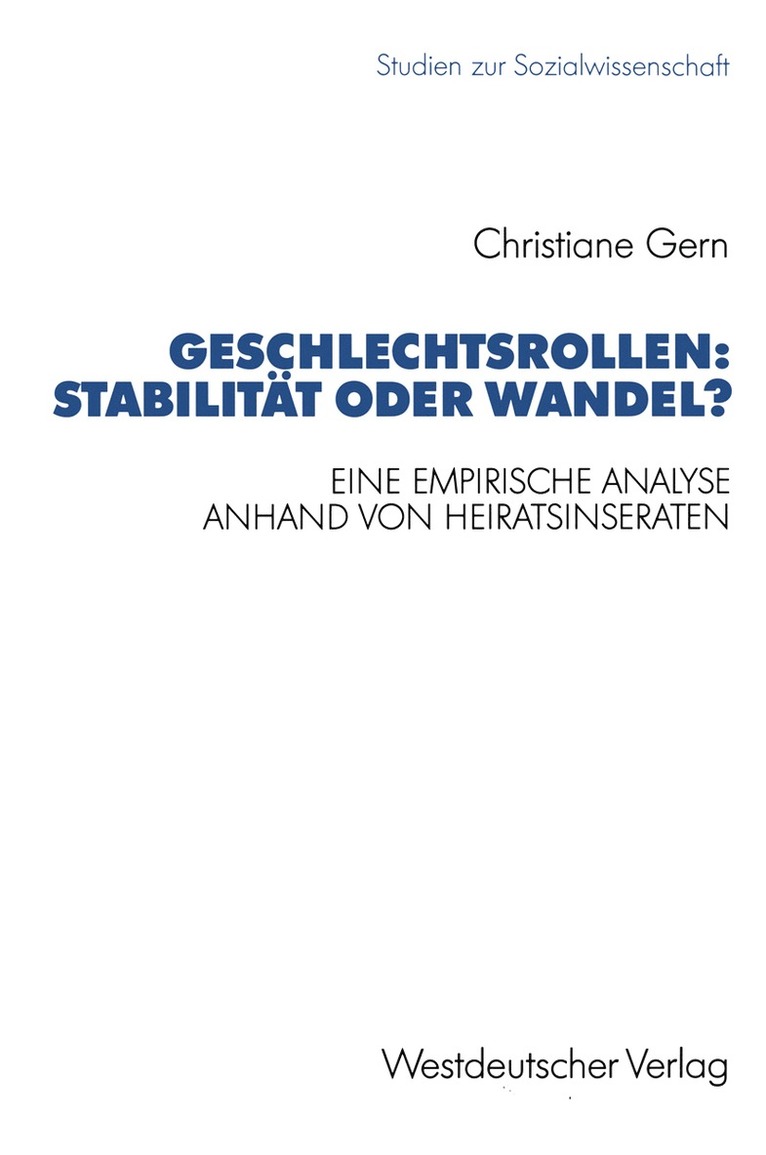 Geschlechtsrollen: Stabilität oder Wandel?, Häftad