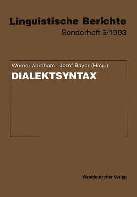 Werner Abraham, Josef Bayer - Dialektsyntax, Häftad