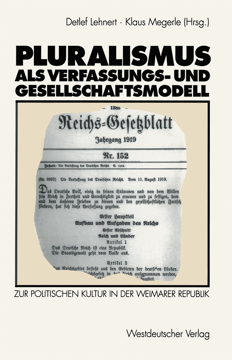 Detlef Lehnert, Klaus Megerle - Pluralismus als Verfassungs- und Gesellschaftsmodell, Häftad