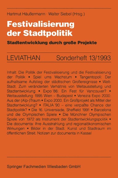 Walter Siebel - Festivalisierung der Stadtpolitik, Häftad