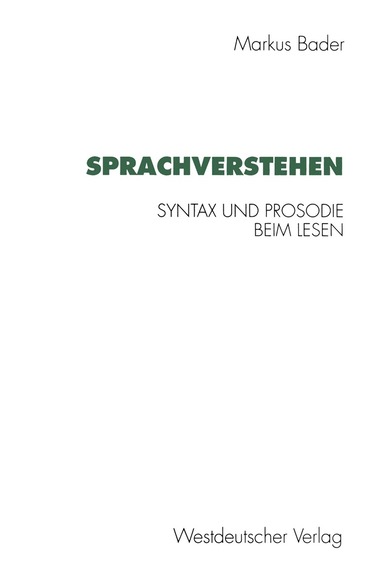 Markus Bader - Sprachverstehen, Häftad