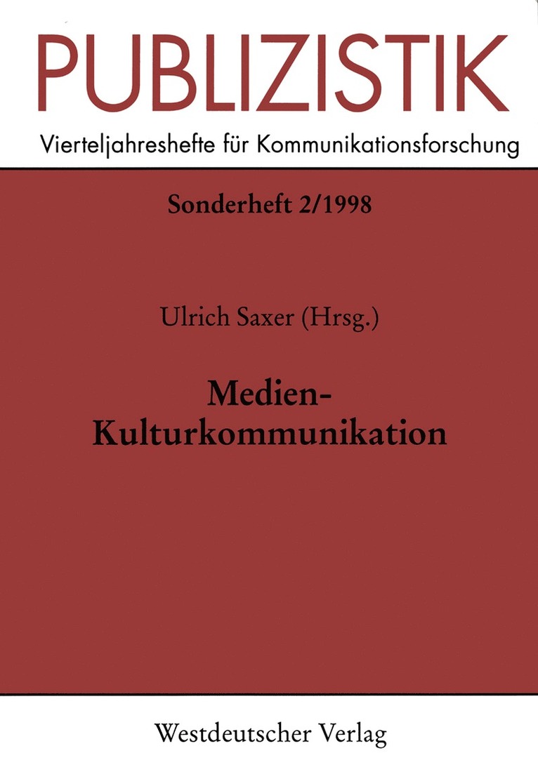 Ulrich Saxer - Medien-Kulturkommunikation, Häftad