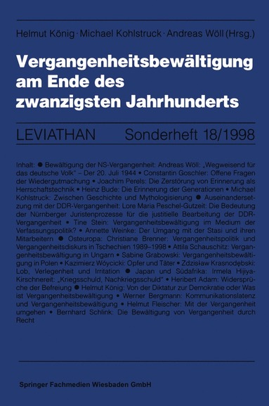 bokomslag Vergangenheitsbewältigung am Ende des zwanzigsten Jahrhunderts