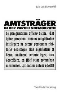 bokomslag Amtstrger in der Parteiendemokratie