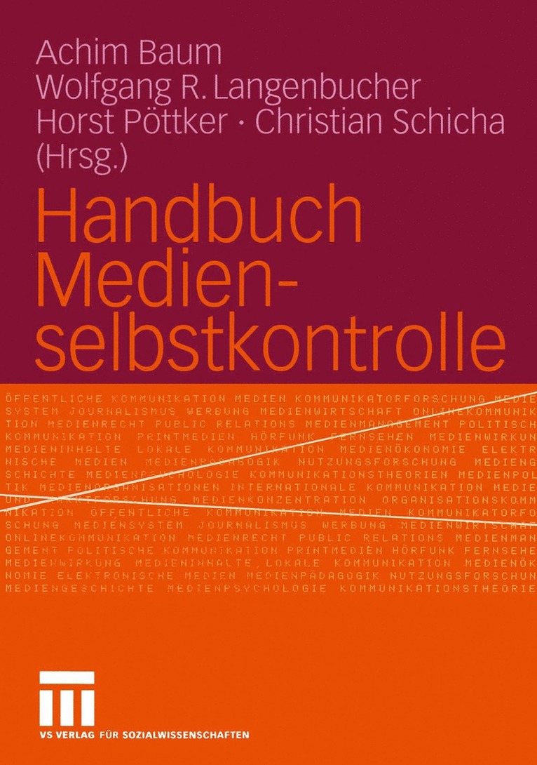 Achim Baum, Wolfgang Langenbucher, Horst Pöttker, Christian Schicha - Handbuch Medienselbstkontrolle, Häftad