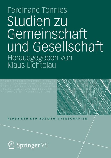 Ferdinand Tönnies, Klaus Lichtblau - Studien zu Gemeinschaft und Gesellschaft, Häftad