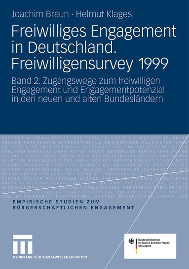 Joachim Braun, Helmut Klages - Freiwilliges Engagement in Deutschland.Freiwilligensurvey 1999, Häftad