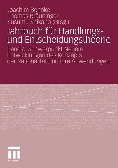 Behnke Joachim, Thomas Bräuninger, Susumu Shikano - Jahrbuch für Handlungs- und Entscheidungstheorie, Häftad