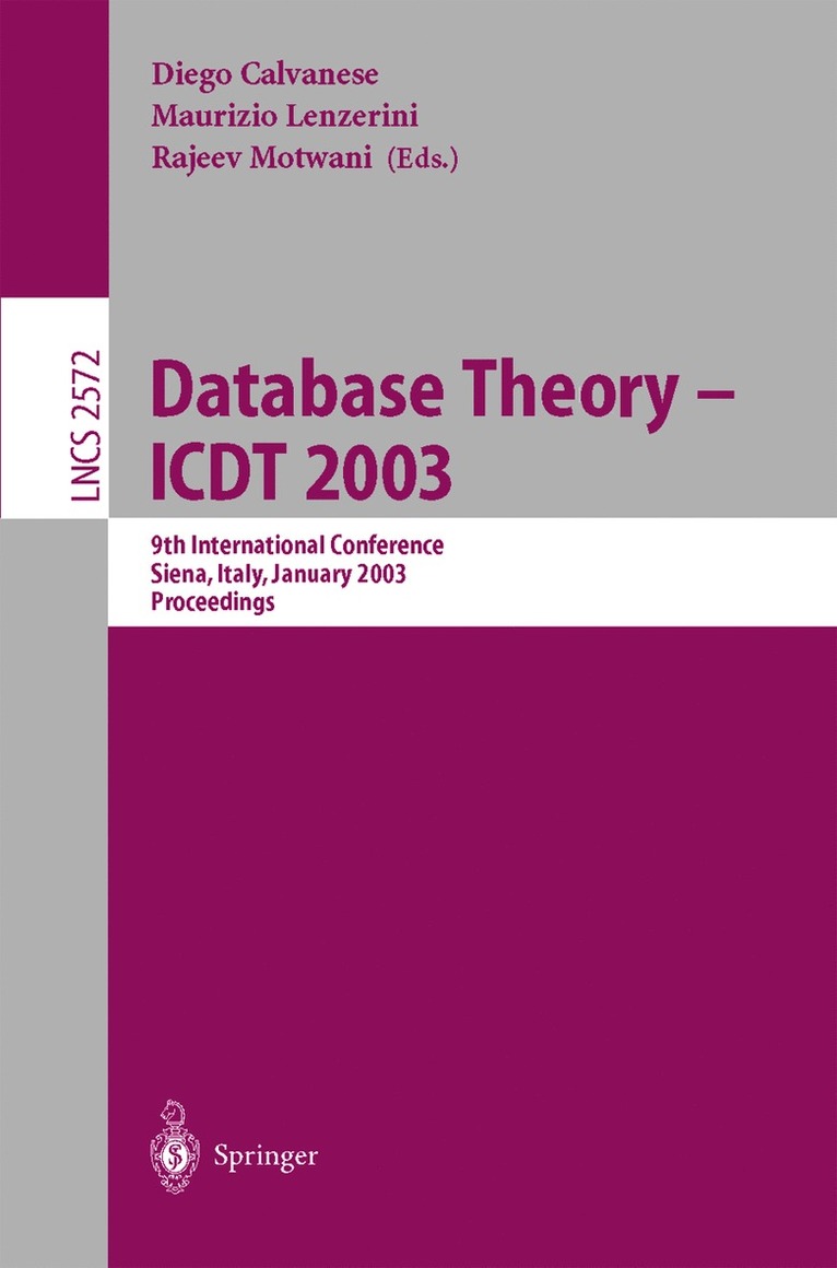 Database Theory - ICDT 2003 1