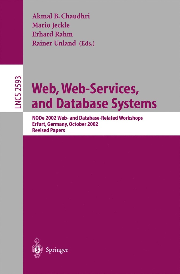 Akmal Chaudhri, Mario Jeckle, Erhard Rahm, Rainer Unland - Web, Web-Services, and Database Systems, Häftad