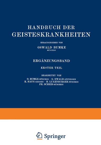 Oswald Bumke - Handbuch der Geisteskrankheiten, Häftad