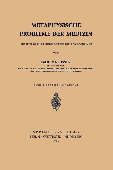bokomslag Metaphysische Probleme der Medizin