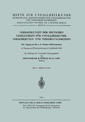 bokomslag Verhandlungen der Deutschen Gesellschaft fr Unfallheilkunde, Versicherungs- und Versorgungsmedizin