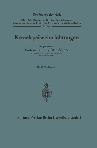 Otto Schöne - Kesselspeiseeinrichtungen, Häftad