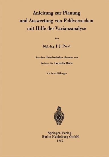 bokomslag Anleitung zur Planung und Auswertung von Feldversuchen mit Hilfe der Varianzanalyse