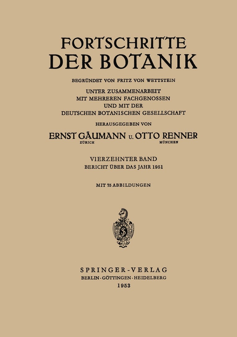 Ernst Gäumann, Otto Renner - Bericht Über das Jahr 1951, Häftad