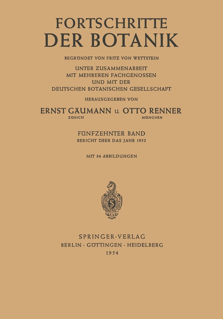 Ulrich Lüttge, Wolfram Beyschlag, Burkhard Büdel, Dennis Francis, John Cushman - Bericht Über das Jahr 1952, Häftad