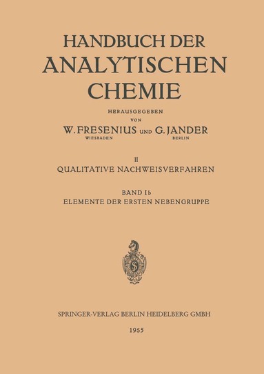 Hans Bode - Elemente der Ersten Nebengruppe, Häftad
