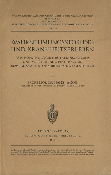 H. Jacob - Wahrnehmungsstörung und Krankheitserleben, Häftad